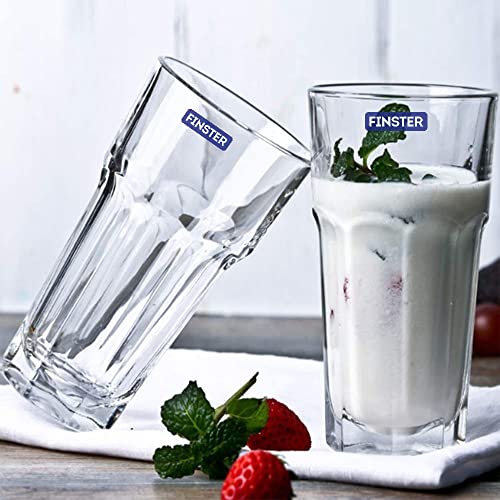 FINSTER European Long Chai Iced Tea Cold Coffee Glasses Set of 12-360ml (Highball Crystal Mocktail Cocktail Glass Set Tumbler) - Image 1