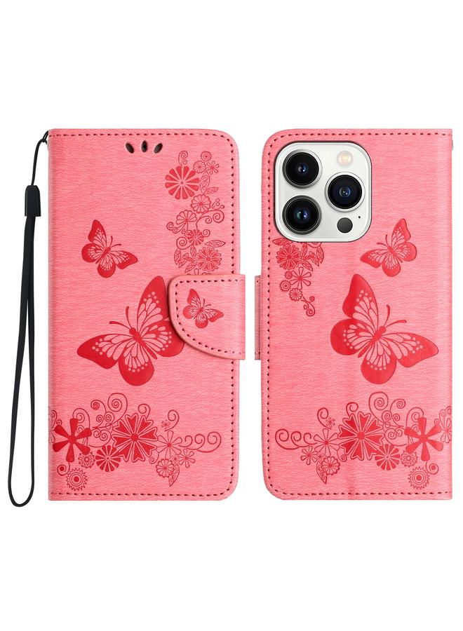 اس-توب جراب لهاتف iPhone 16 Pro Max مصنوع من الجلد المنقوش بنقشة الفراشة - Image 1