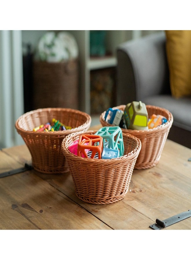 Constructive Playthings Set of 3 Round Plastic Woven Storage Baskets, Organization Bins for Classroom, Home Decor, or Office Use, 10.5" x 4.75” - Image 5