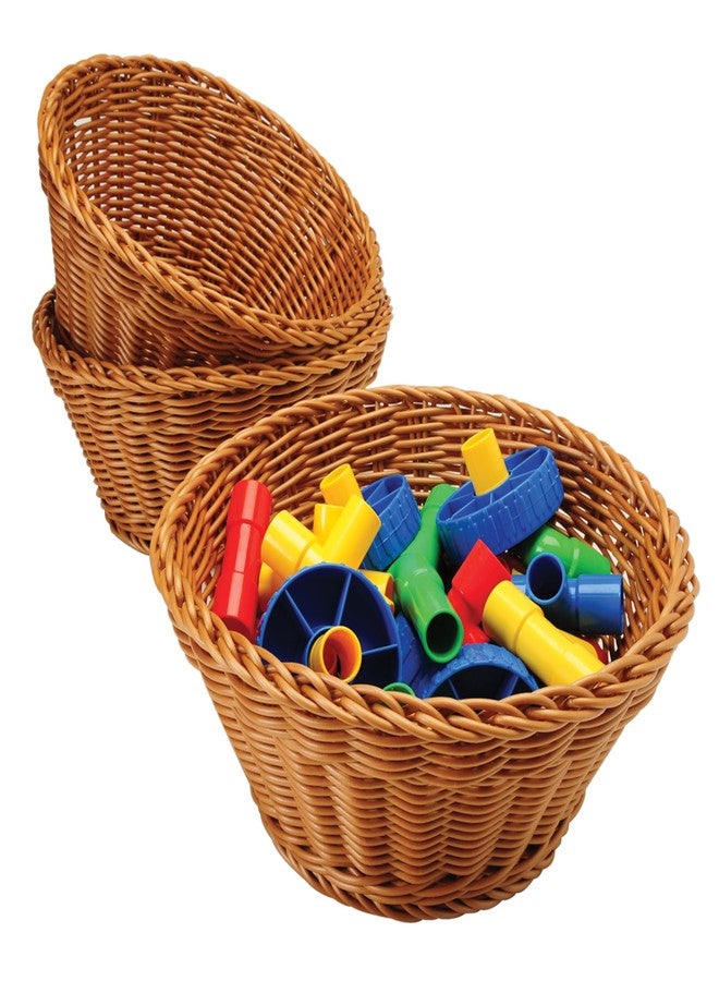 Constructive Playthings Set of 3 Round Plastic Woven Storage Baskets, Organization Bins for Classroom, Home Decor, or Office Use, 10.5" x 4.75” - Image 1