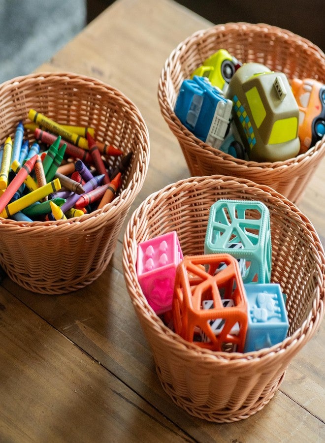 Constructive Playthings Set of 3 Round Plastic Woven Storage Baskets, Organization Bins for Classroom, Home Decor, or Office Use, 10.5" x 4.75” - Image 4