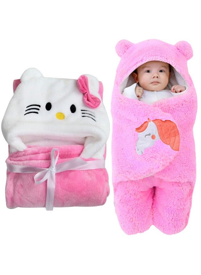 براندون مجموعة من بطانيات الأطفال حديثي الولادة مكونة من غطاء رأس وكيس نوم ومنشفة حمام للأطفال من عمر 0 إلى 6 أشهر للأولاد والبنات عبوة من قطعتين - Image 1