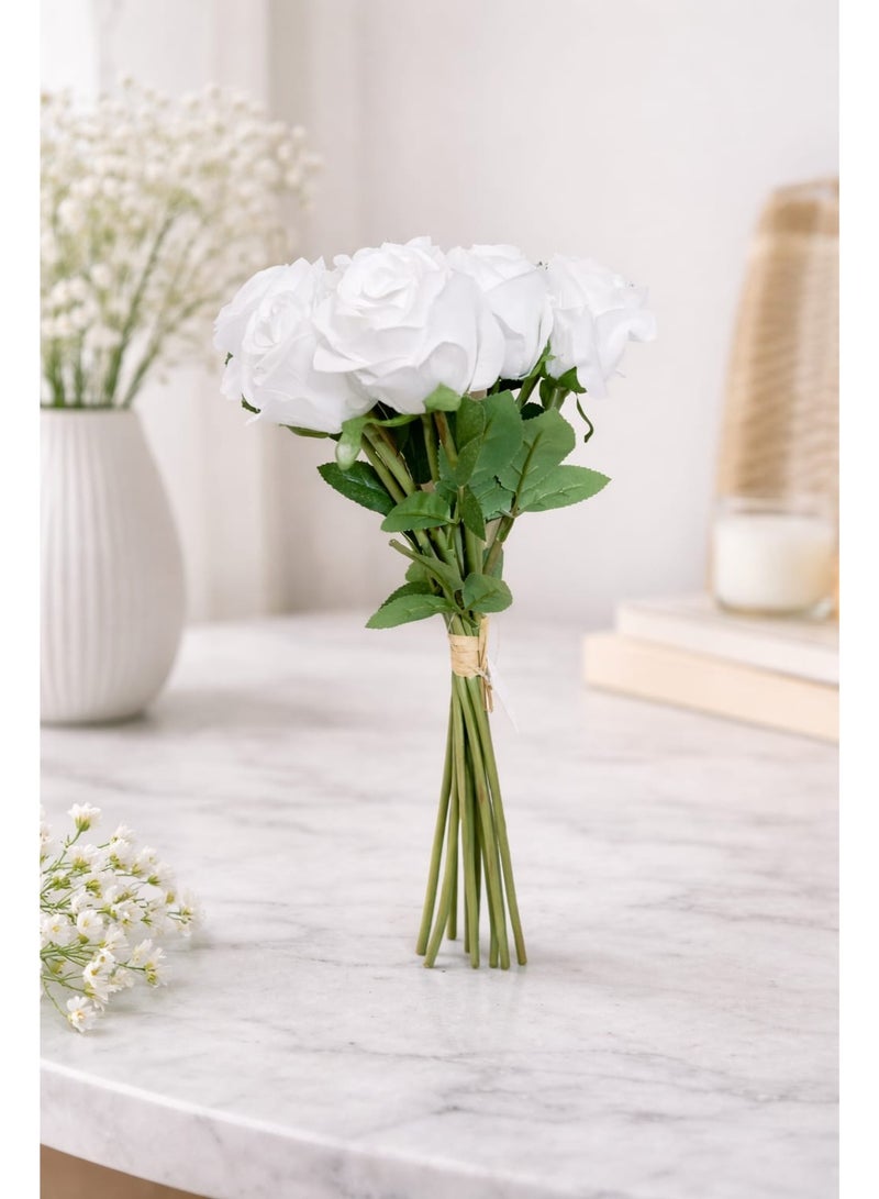 Elegant Artificial Roses Bouquet - Lifelike Silk Flowers for Home Decor, Weddings, and Events - Image 1