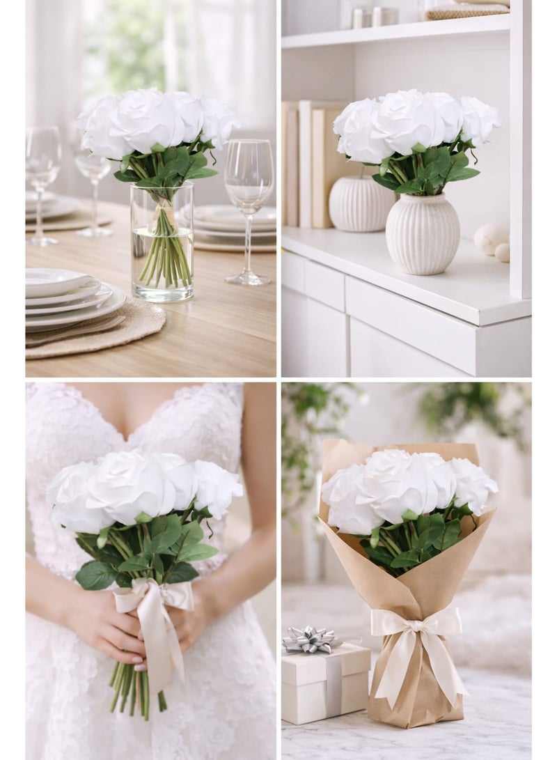 Elegant Artificial Roses Bouquet - Lifelike Silk Flowers for Home Decor, Weddings, and Events - Image 3