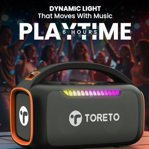 Toreto Wireless Bluetooth Speaker 40W with Dual Wireless Karaoke Mic, 6H Playtime, Voice Changing Feature, Deep Bass, USB, TWS, AUX, TF Card, Outdoor Travel Party Speaker, RGB Light (STELLAR X, Black) - Image 3