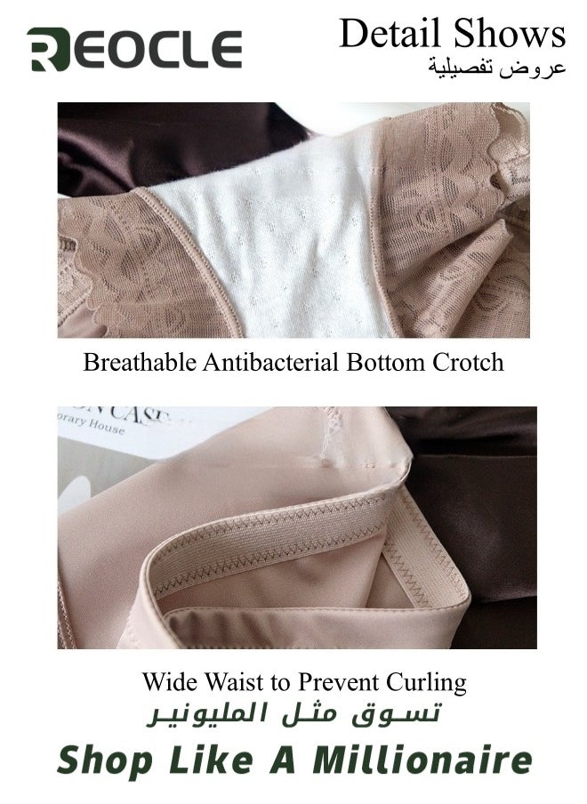 REOCLE - Women's Brief Silky High Waist Shaping Underwear with Lace Light Control Smoothing Shapewear Underwear Full Coverage Brief Panty - Image 1