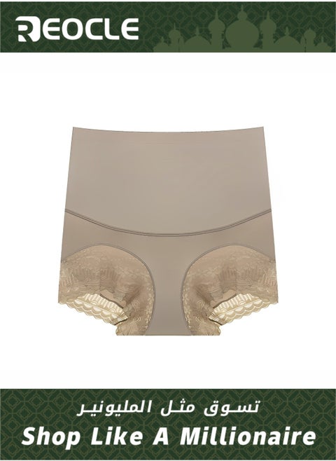 Women's Brief Silky High Waist Shaping Underwear with Lace Light Control Smoothing Shapewear Underwear Full Coverage Brief Panty