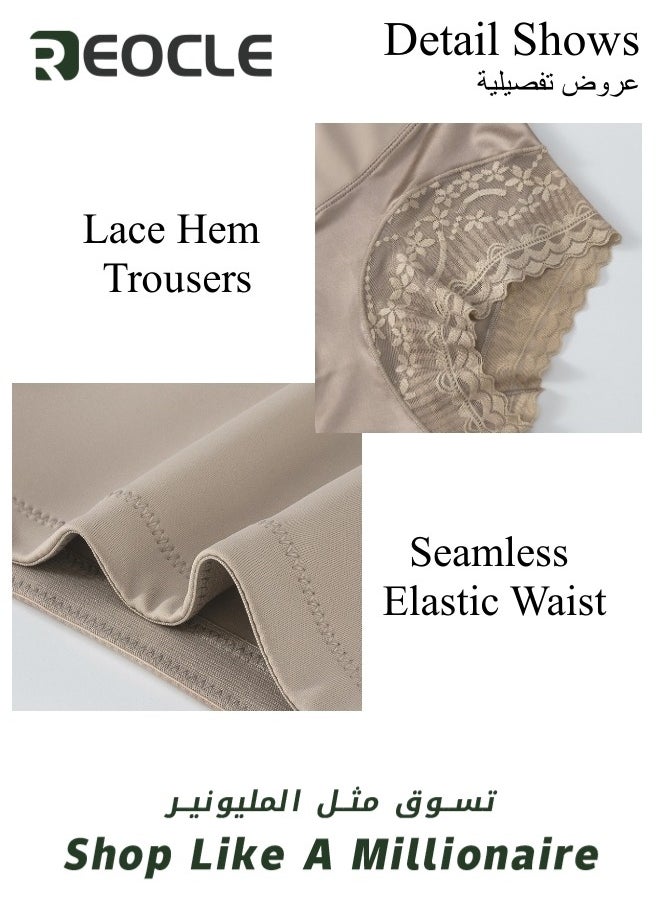 REOCLE - Women's Brief Silky High Waist Shaping Underwear with Lace Light Control Smoothing Shapewear Underwear Full Coverage Brief Panty - Image 1