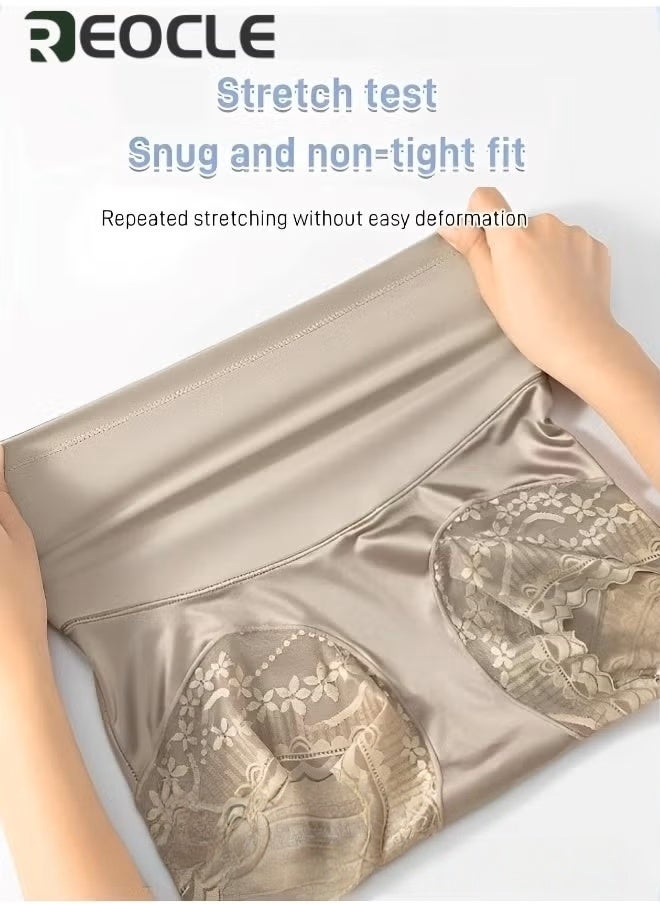 REOCLE Women's Brief Silky High Waist Shaping Underwear with Lace Light Control Smoothing Shapewear Underwear Full Coverage Brief Panty - Image 4