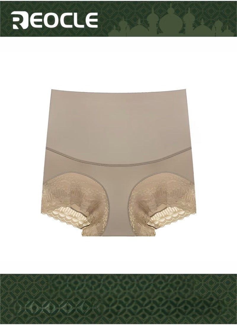 REOCLE Women's Brief Silky High Waist Shaping Underwear with Lace Light Control Smoothing Shapewear Underwear Full Coverage Brief Panty - Image 1