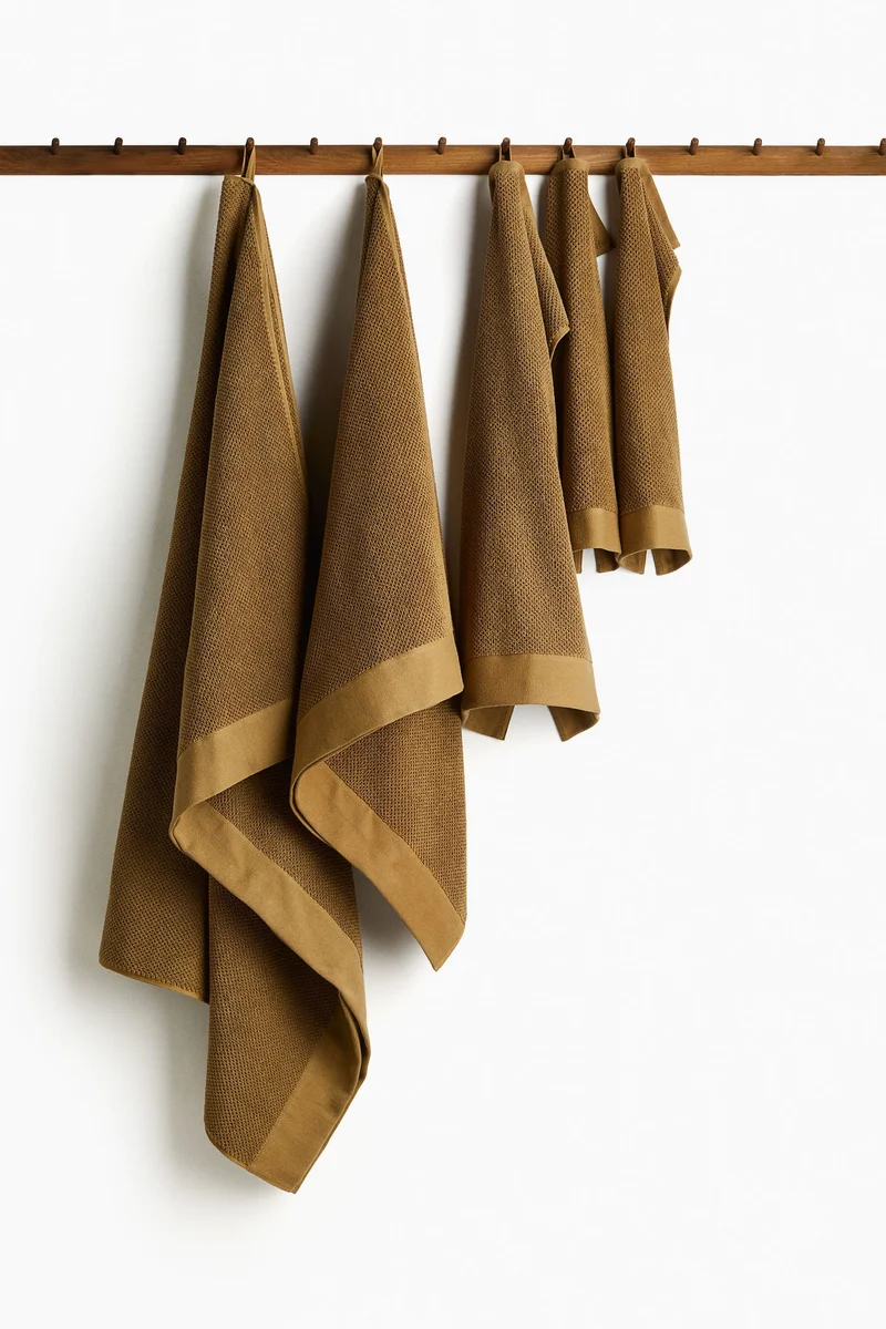 H&M Khaki green Dark 2-Pack Cotton Terry Guest Towels  | Best Price UAE