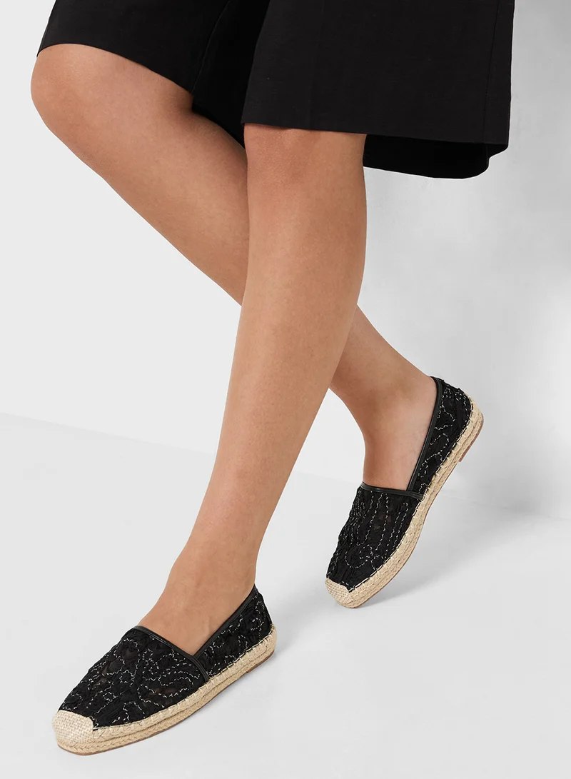 Ella Black Casual Lace Espadrille for Women | Best Price UAE