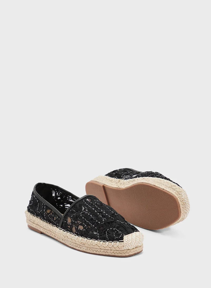 Ella Black Casual Lace Espadrille for Women | Best Price UAE