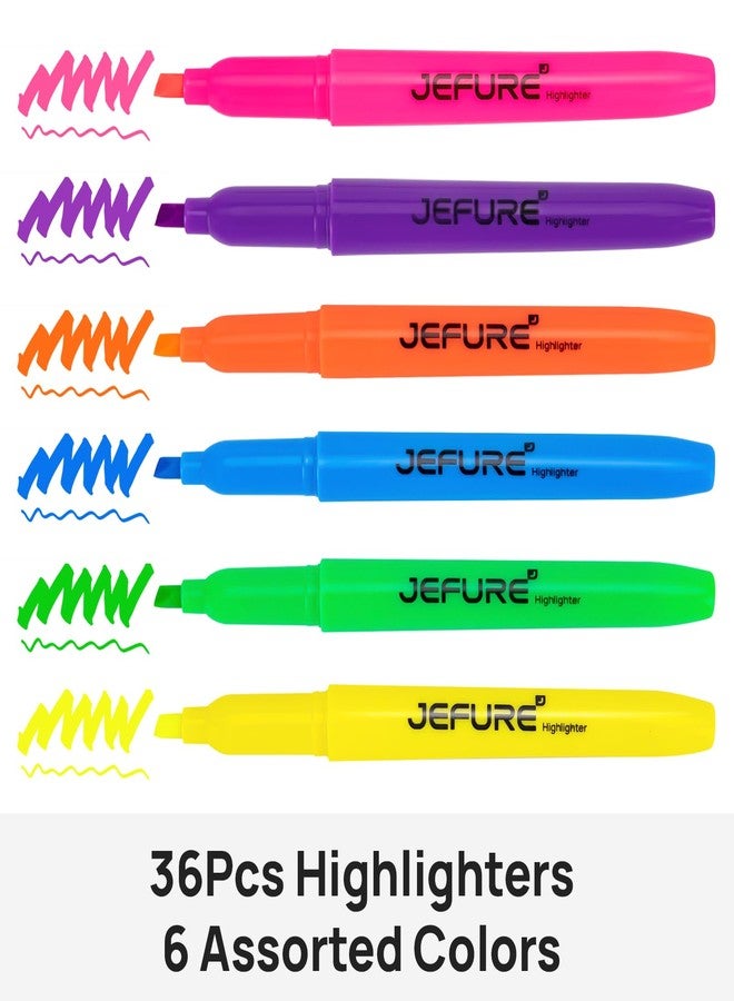 JEFURE 36 Pcs Highlighters, Chisel Tip, Assorted Colors Bible Highlighters Bulk - Quick Dry, Ideal for Studying, Note-Taking, School Supplies for Teachers - Image 2