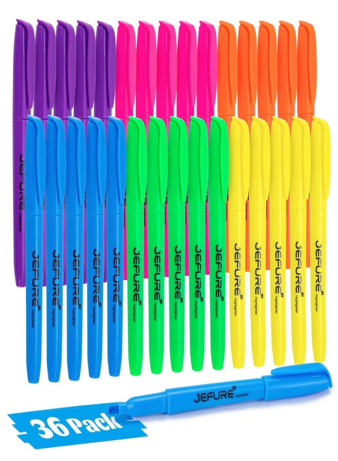 JEFURE 36 Pcs Highlighters, Chisel Tip, Assorted Colors Bible Highlighters Bulk - Quick Dry, Ideal for Studying, Note-Taking, School Supplies for Teachers - Image 1