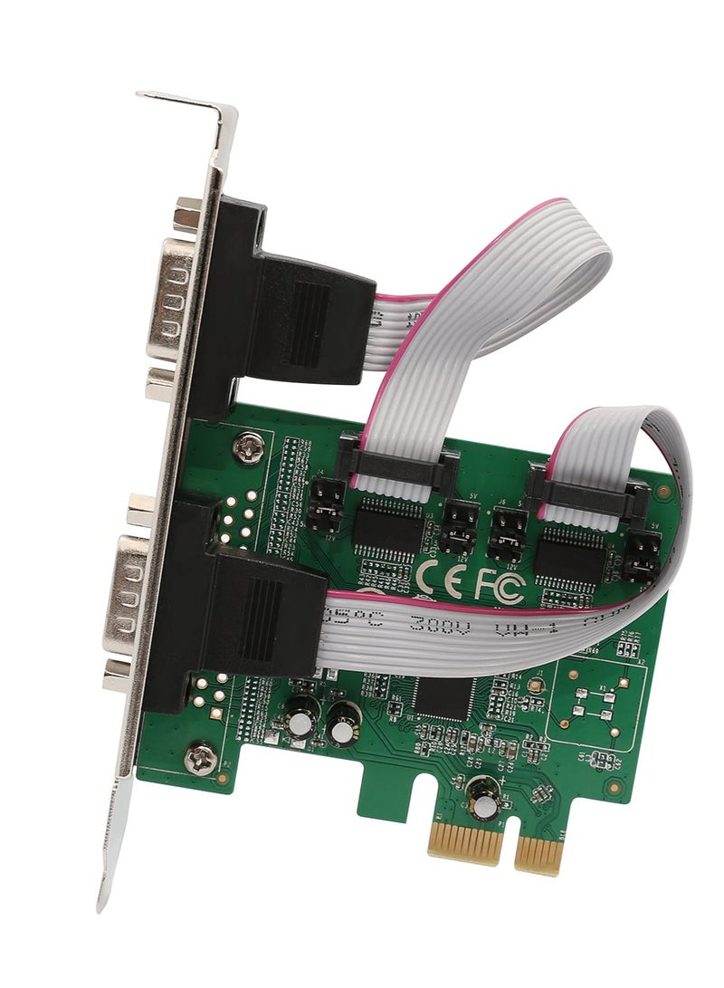 بطاقة تحكم تسلسلية DB9 بمنفذين PCI-Express RS-232 مع دعامة منخفضة الارتفاع وشريحة Asix99100 - باللون الأخضر - Image 2