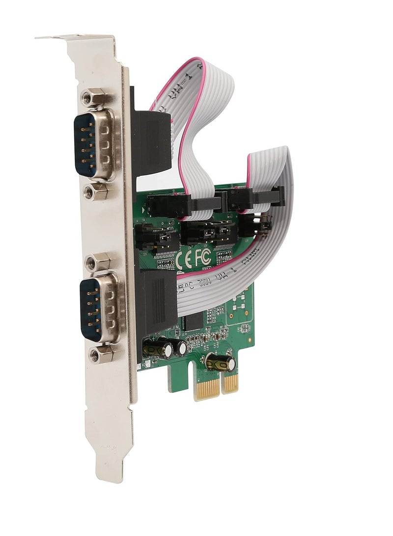 بطاقة تحكم تسلسلية DB9 بمنفذين PCI-Express RS-232 مع دعامة منخفضة الارتفاع وشريحة Asix99100 - باللون الأخضر - Image 3