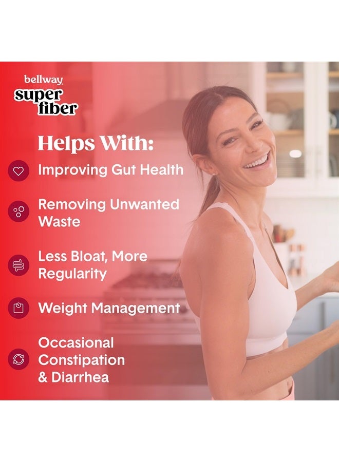 Bellway Super Fiber Powder + Fruit, Sugar Free Organic Psyllium Husk Powder Fiber Supplement for Regularity, Bloating Relief & Gut Health, Non-GMO, Plant-Based, Raspberry Lemon (13.8 oz) - Image 3