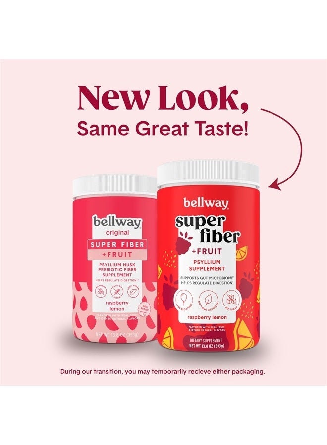 Bellway Super Fiber Powder + Fruit, Sugar Free Organic Psyllium Husk Powder Fiber Supplement for Regularity, Bloating Relief & Gut Health, Non-GMO, Plant-Based, Raspberry Lemon (13.8 oz) - Image 2