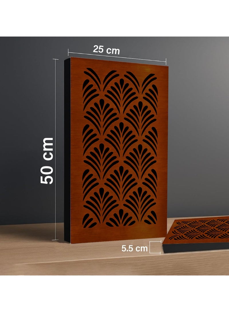 Acoustic Motion Acoustic diffuser panels 25x50x5.5 cm PALMORA design with Self-Adhesive,Sound Proof,Diffusion Panels for Home,Studio,Office,Wall art Foam+wood Boards For Acoustic Room Treatment,Brown,4 pieces - Image 2