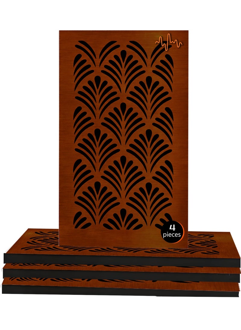 Acoustic Motion Acoustic diffuser panels 25x50x5.5 cm PALMORA design with Self-Adhesive,Sound Proof,Diffusion Panels for Home,Studio,Office,Wall art Foam+wood Boards For Acoustic Room Treatment,Brown,4 pieces - Image 1
