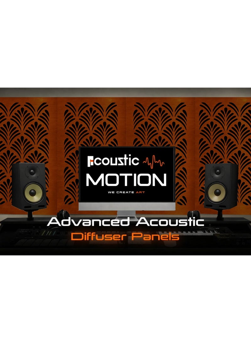 Acoustic Motion Acoustic diffuser panels 25x50x5.5 cm PALMORA design with Self-Adhesive,Sound Proof,Diffusion Panels for Home,Studio,Office,Wall art Foam+wood Boards For Acoustic Room Treatment,Brown,4 pieces - Image 3
