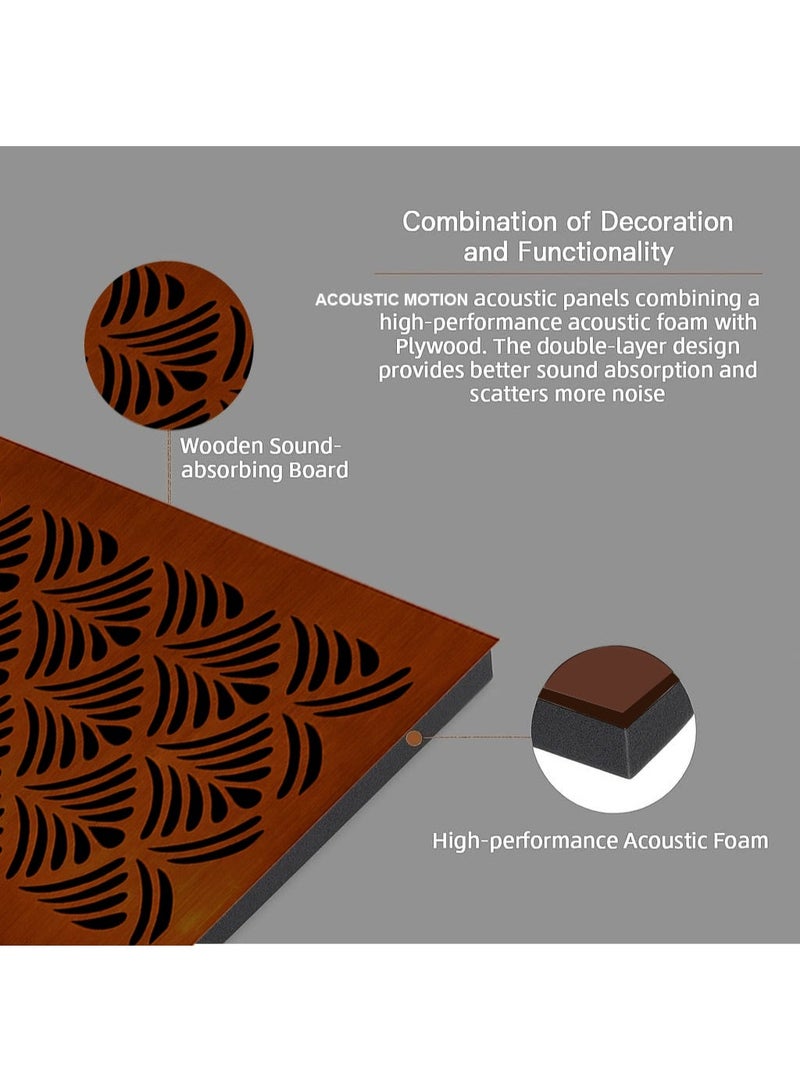 Acoustic Motion Acoustic diffuser panels 25x50x5.5 cm PALMORA design with Self-Adhesive,Sound Proof,Diffusion Panels for Home,Studio,Office,Wall art Foam+wood Boards For Acoustic Room Treatment,Brown,4 pieces - Image 4