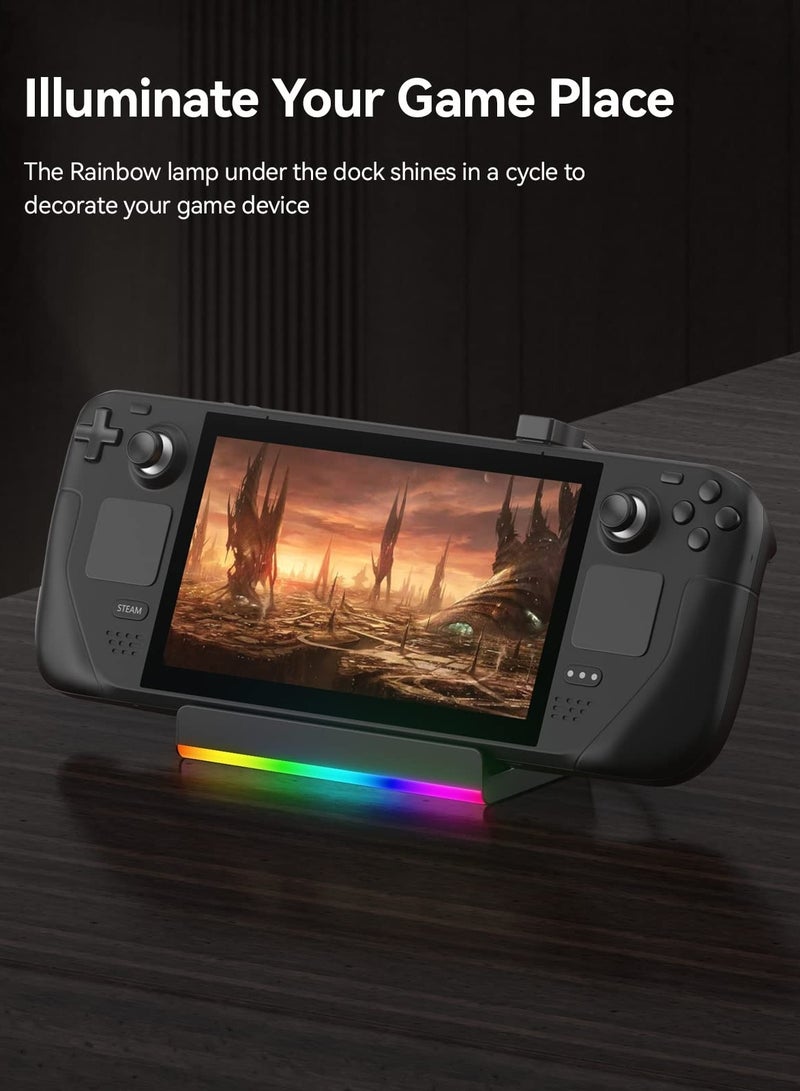 كاست ويف قاعدة إرساء لجهاز Steam Deck مع إضاءة LED، قاعدة Steam 5 في 1 مع جيجابت إيثرنت، HDMI 2.0 4K@60Hz، 2 منفذ USB-A 3.1، منفذ شحن كامل السرعة 100 واط، قاعدة إرساء لملحقات Steam Deck - Image 4