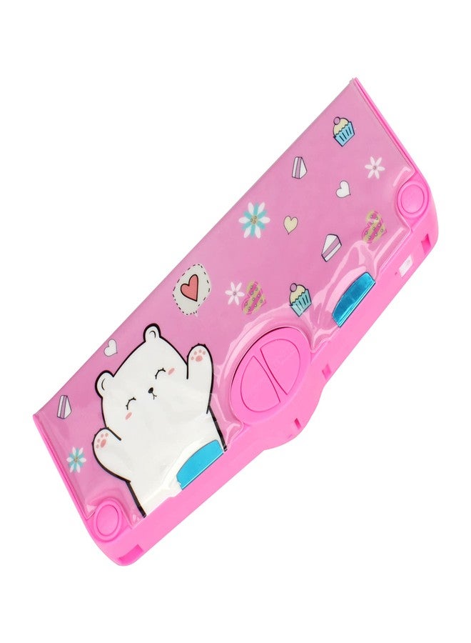 Minache Multifunction Pencil Case Pencil Box with 2 Compartments Cartoon Pattern Stationery Set with Pop Out Scissors and Pencil Sharpener - Image 1
