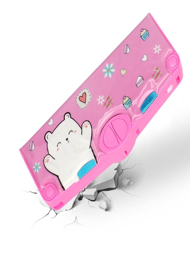 Minache Multifunction Pencil Case Pencil Box with 2 Compartments Cartoon Pattern Stationery Set with Pop Out Scissors and Pencil Sharpener - Image 5