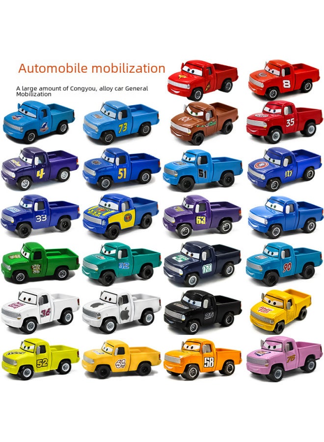 33 Mixed Batch Alloy Racing Car General Mobilization Pickup Truck Command Car Children's Toy Car Model Collection-Color:White For Apple Pickup  - Image 3