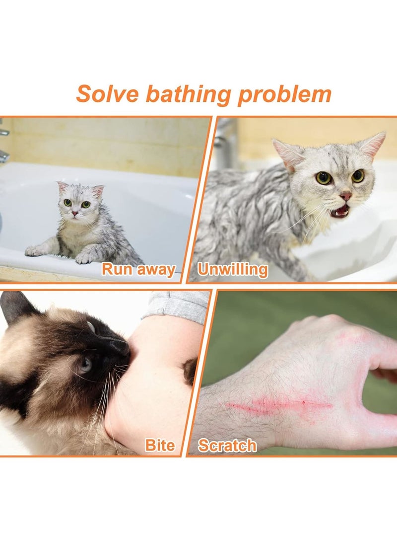 SYOSI Cat Bathing Bag, Adjustable Breathable Mesh Grooming and Nail Trimming Bag, Soft Polyester Anti-Scratch Cat Washing Restraint for Small and Medium Cats, Blue-Orange - Image 5