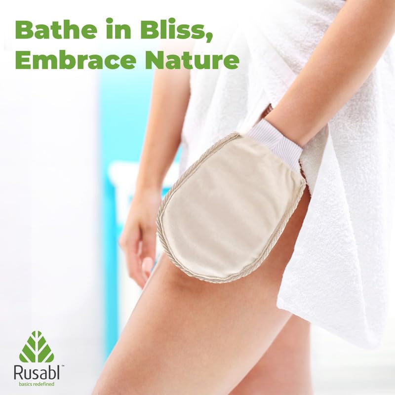 Rusabl Ramie Bath Glove For Body Deep Cleansing and Scrubbing (Pack of 1) Reusable Exfoliating Scrub Sponge, Made of Natural Fibre, Scrubber for Men and Women, Cleanses and Gently Exfoliates Skin - Image 4