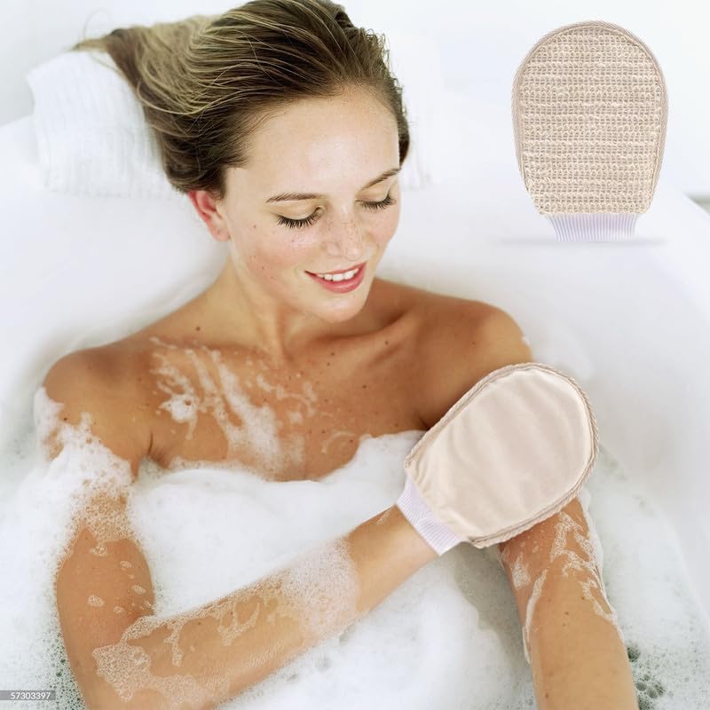 Rusabl Ramie Bath Glove For Body Deep Cleansing and Scrubbing (Pack of 1) Reusable Exfoliating Scrub Sponge, Made of Natural Fibre, Scrubber for Men and Women, Cleanses and Gently Exfoliates Skin - Image 1