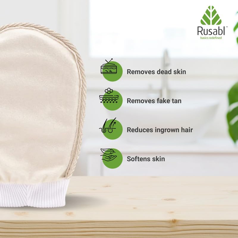 Rusabl Ramie Bath Glove For Body Deep Cleansing and Scrubbing (Pack of 1) Reusable Exfoliating Scrub Sponge, Made of Natural Fibre, Scrubber for Men and Women, Cleanses and Gently Exfoliates Skin - Image 3