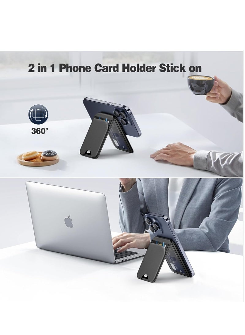 Phone Wallet Stand, Magnetic Wallet for iPhone, Lightweight Adjustable PU Leather Magnetic Card Holder, Compatible with iPhone 16/15/14/13/12 Series, Not Compatible with iPhone 13/12 Mini (Black) - Image 5
