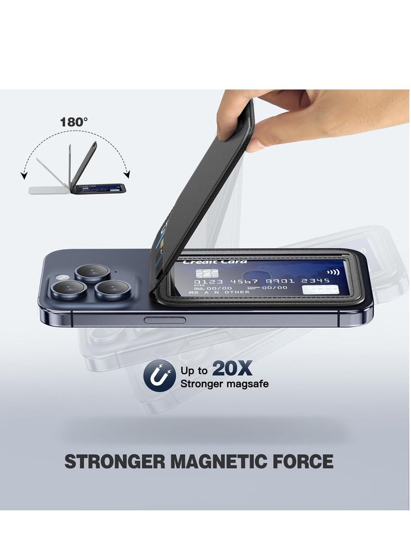 Phone Wallet Stand, Magnetic Wallet for iPhone, Lightweight Adjustable PU Leather Magnetic Card Holder, Compatible with iPhone 16/15/14/13/12 Series, Not Compatible with iPhone 13/12 Mini (Black) - Image 3