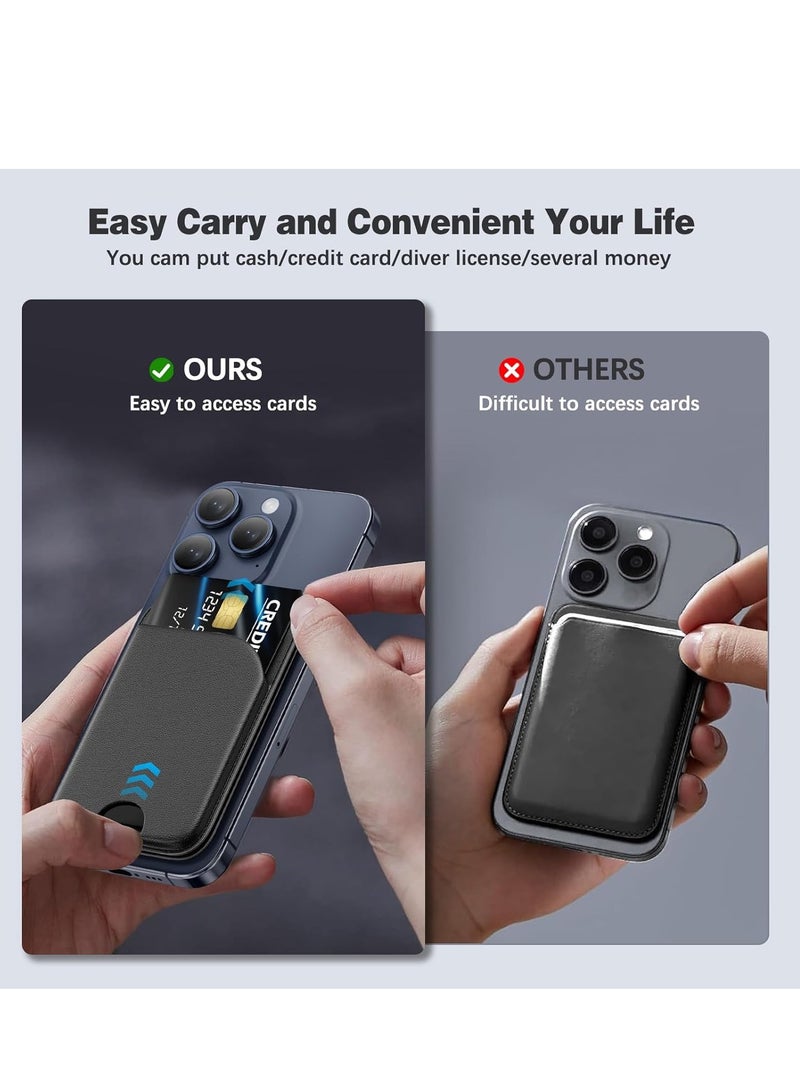 Phone Wallet Stand, Magnetic Wallet for iPhone, Lightweight Adjustable PU Leather Magnetic Card Holder, Compatible with iPhone 16/15/14/13/12 Series, Not Compatible with iPhone 13/12 Mini (Black) - Image 4