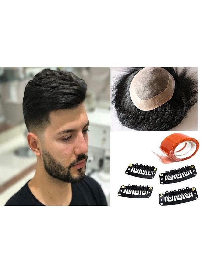 Kabello Hair Loss Solution Hair Patch/Wigs/Human Hair Toupee Mono Base 6 Inch Hair (10X8 Black/Brown) - Image 1