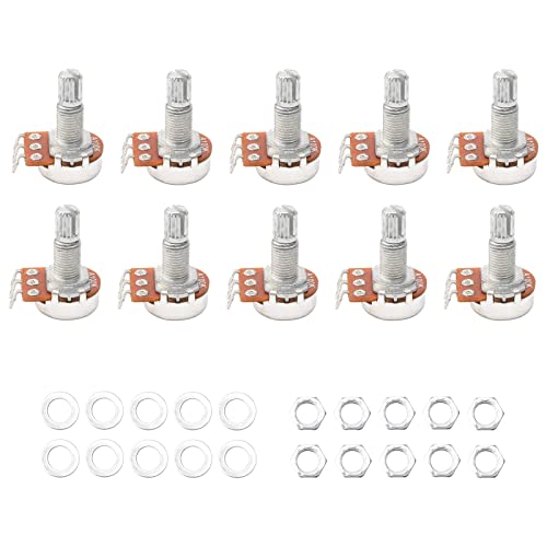 Swhmc A100K Ohm Guitar Potentiometer, 1/4" Split Shaft Volume Pot for Electric Guitar, Low Noise Control Pots with Long Knurled Shaft & Smooth Feel, Guitar Replacement Parts - Image 1