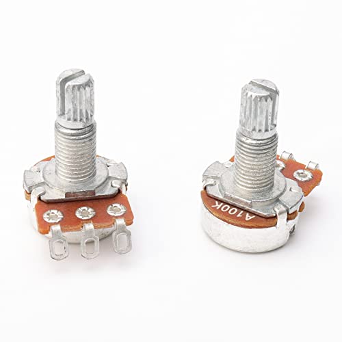 Swhmc A100K Ohm Guitar Potentiometer, 1/4" Split Shaft Volume Pot for Electric Guitar, Low Noise Control Pots with Long Knurled Shaft & Smooth Feel, Guitar Replacement Parts - Image 5