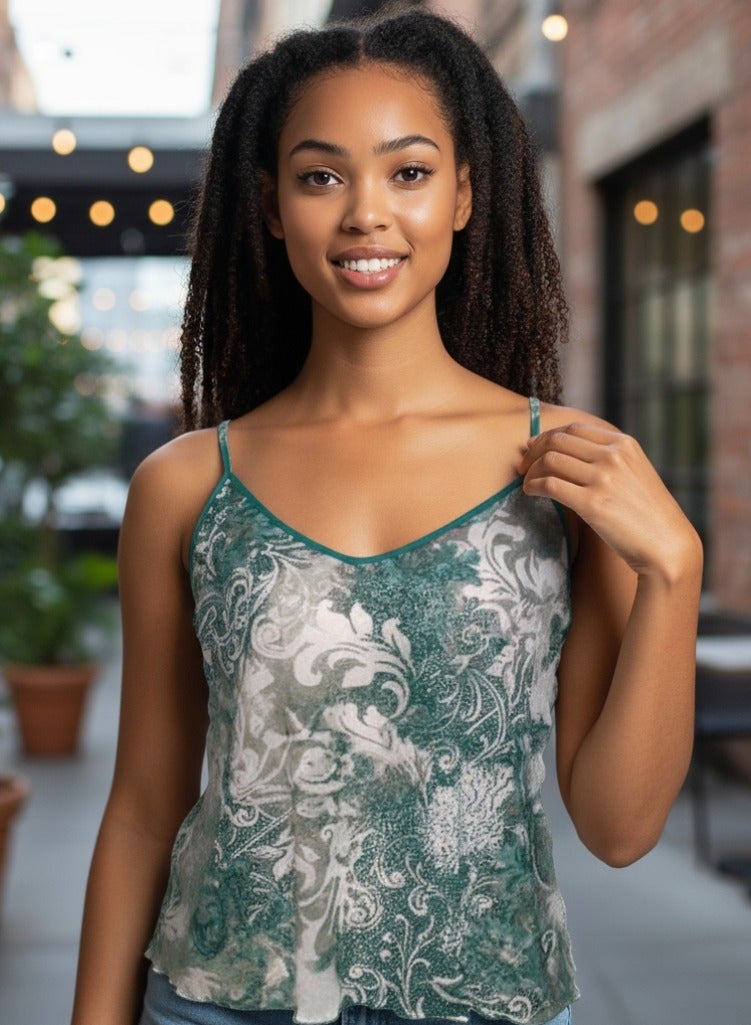 Women printed lycra straps camis top - Image 2