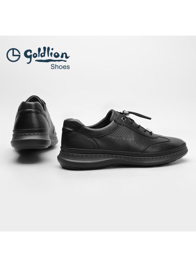 Goldlion Men's Breathable Hollow Casual Leather Shoes, Commuter Business Perforated Shoes, G527320485aad, Black, Size 39 - Image 5