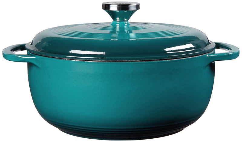 Lodge 4.5 Quart Enameled Cast Iron Dutch Oven with Lid â€“ Dual Handles â€“ Oven Safe up to 500Â° F or on Stovetop - Use to Marinate, Cook, Bake, Refrigerate and Serve â€“ Lagoon - Image 2