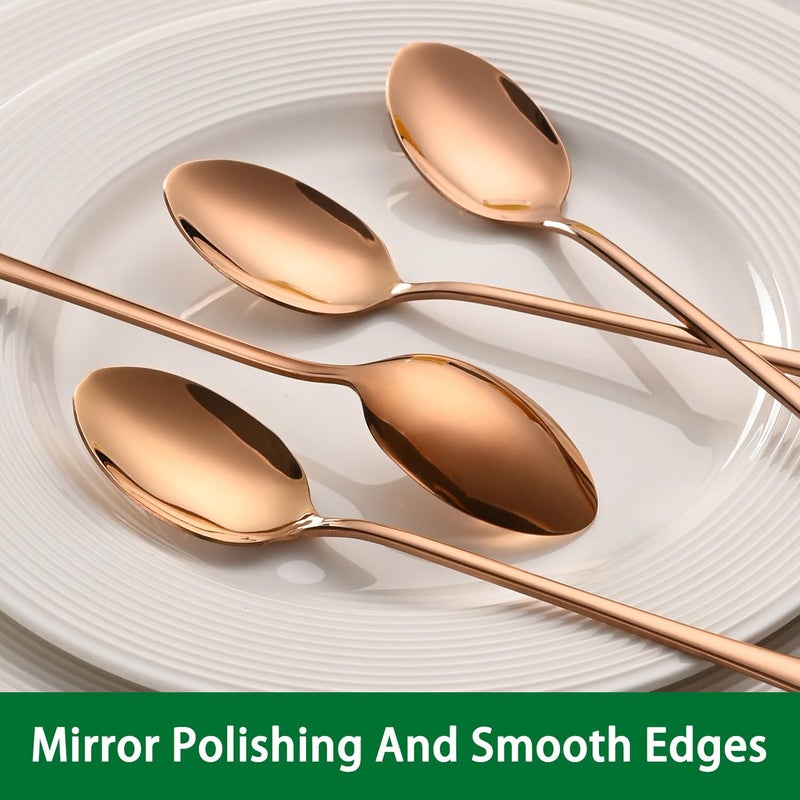 Dehov 7.5 Inches Long Handle Coffee Stirring Spoons,Set Of 8 Rose Gold Iced Tea Spoon,Copper Stainless Steel Ice Cream Spoons,Sundae Spoon - Image 3