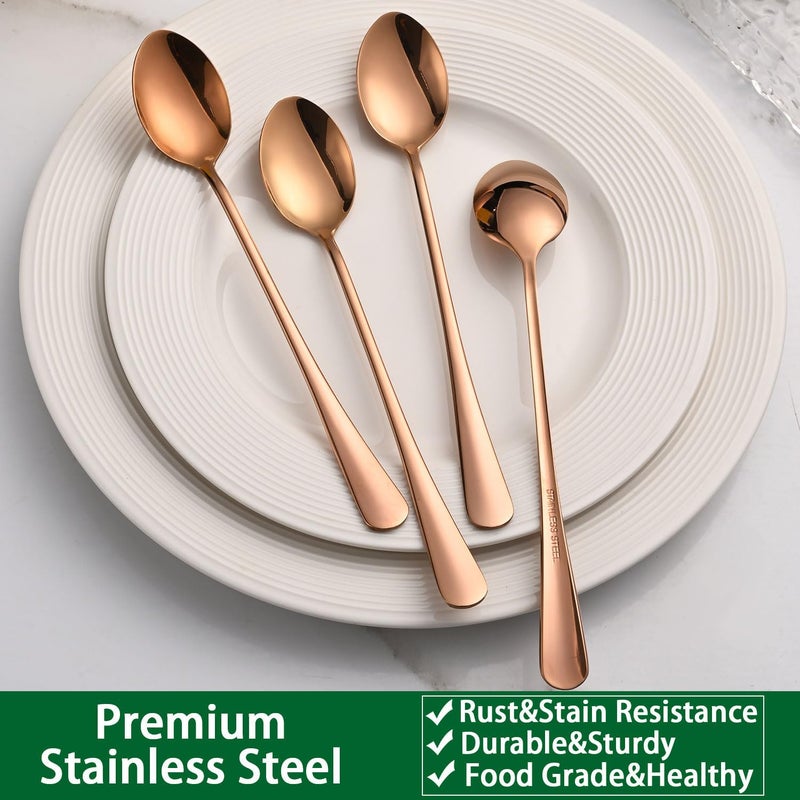 Dehov 7.5 Inches Long Handle Coffee Stirring Spoons,Set Of 8 Rose Gold Iced Tea Spoon,Copper Stainless Steel Ice Cream Spoons,Sundae Spoon - Image 5