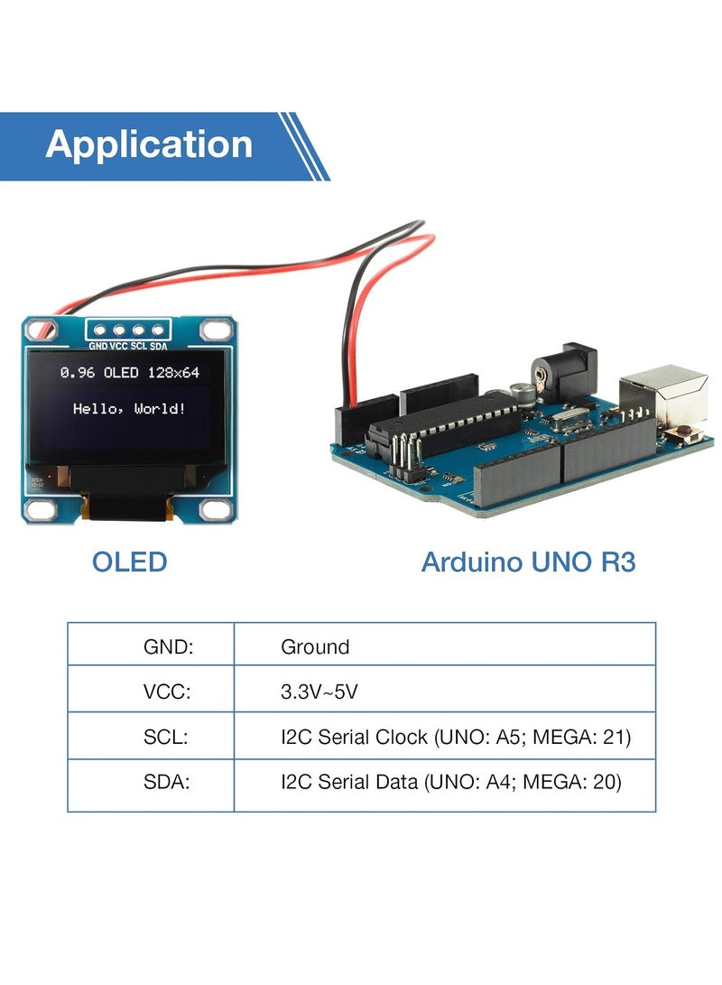 كابتن تيك 128x64 Pixel OLED Display Module 0.96 Inch I2C IIC 5 Pcs SSD1306 Mini Self,Luminous Screen Compatible with Arduino Raspberry Pi - Image 5