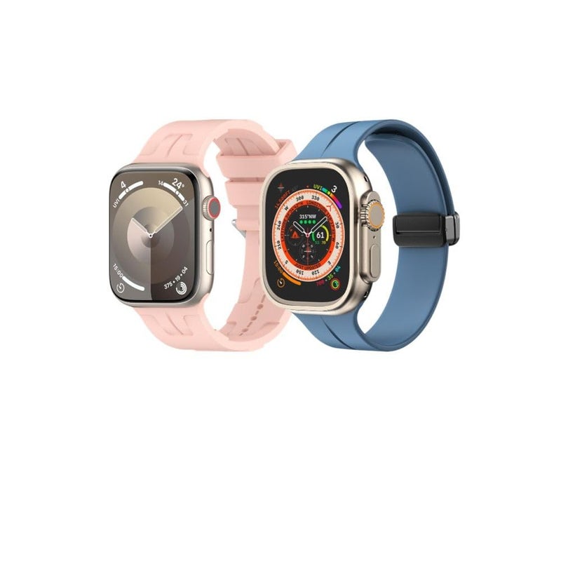 BURAQ 2-Pack Sports Strap Compatible with Apple Watch 49/46/45/44/42mm – Series Ultra 2/Ultra/9/8/7/6/5/4/3/2/1/SE – Model #0770 - Image 1