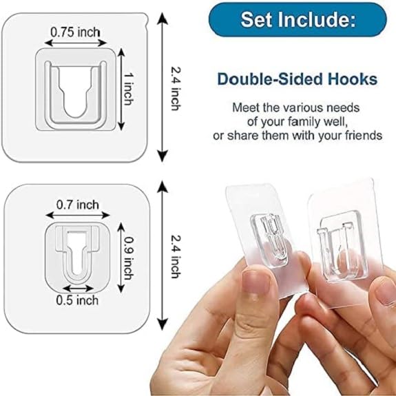 MOBDESK 10 Pcs Transparent Self Adhesive Wall Hooks | Tool-free Installation, Male/female Double Sided Wall Stick Hooks | Waterproof & Oil-resistant, Strong Adhesion Sticky Hooks - Image 2