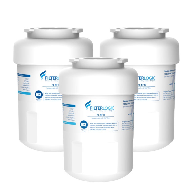 Filterlogic FLRF13 Replacement for GE MWF SmartWater MWFP MWFA GWF HDX FMG1 GSE25GSHECSS RWF1060 Kenmore 9991 Refrigerator Water Filter 3 Filters